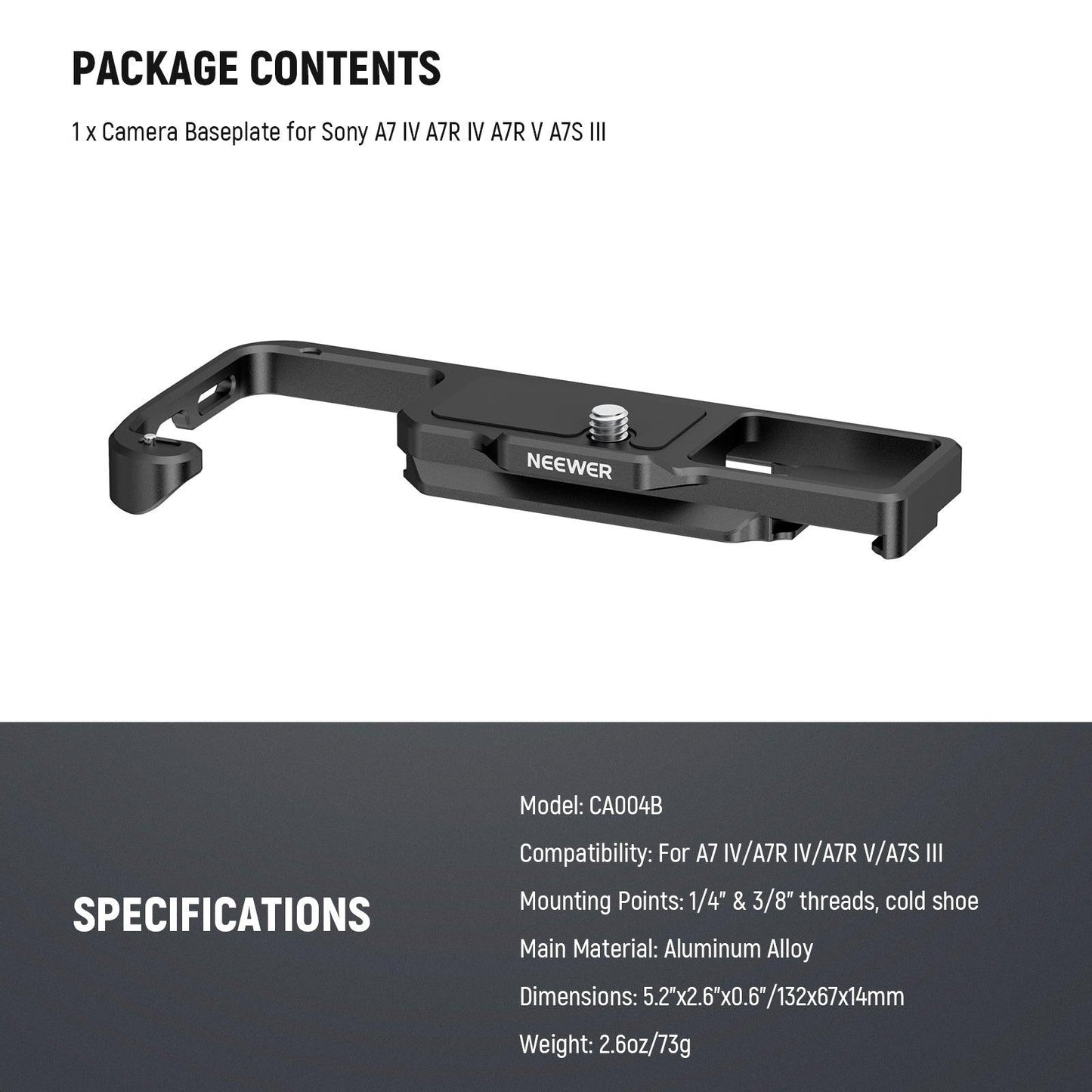 NEEWER CA004B Camera Baseplate for Sony A7 IV A7R IV A7R V A7S IIIDJI Gimbal NEEWER