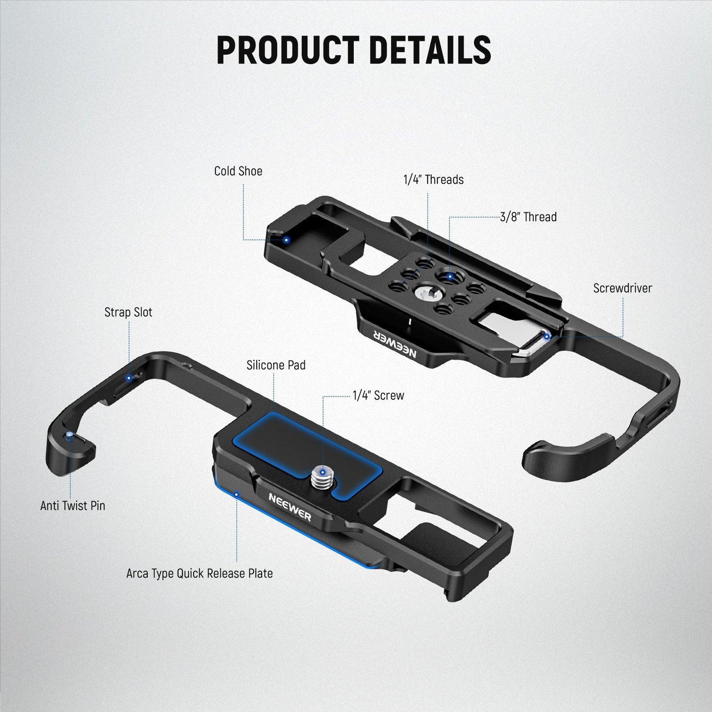 NEEWER CA004B Camera Baseplate for Sony A7 IV A7R IV A7R V A7S IIIDJI Gimbal NEEWER