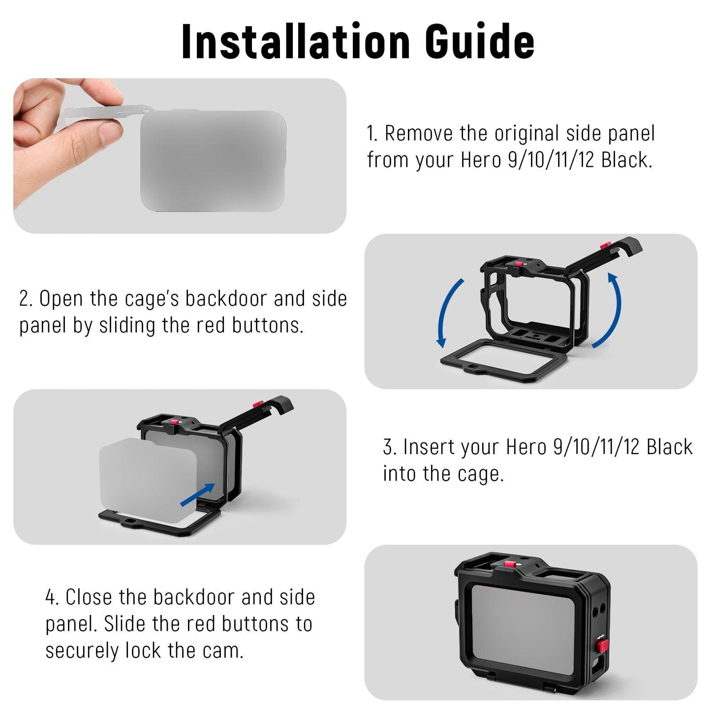 NEEWER ST46 Action Camera Cage Compatible with Gopro Hero9/10/11 NEEWER