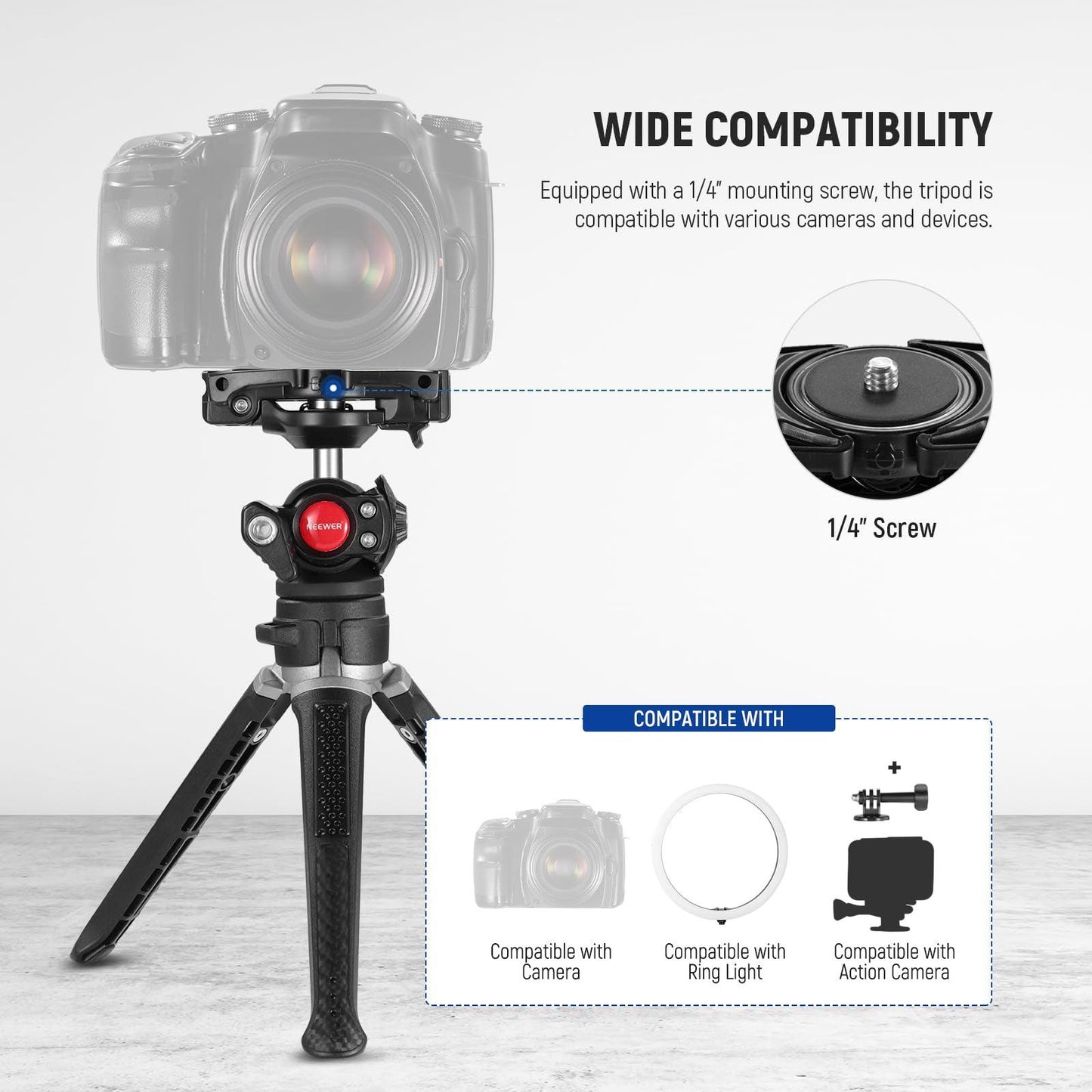 NEEWER TS006 Mini Camera Tripod Compatible with GoPro/iPhone NEEWER