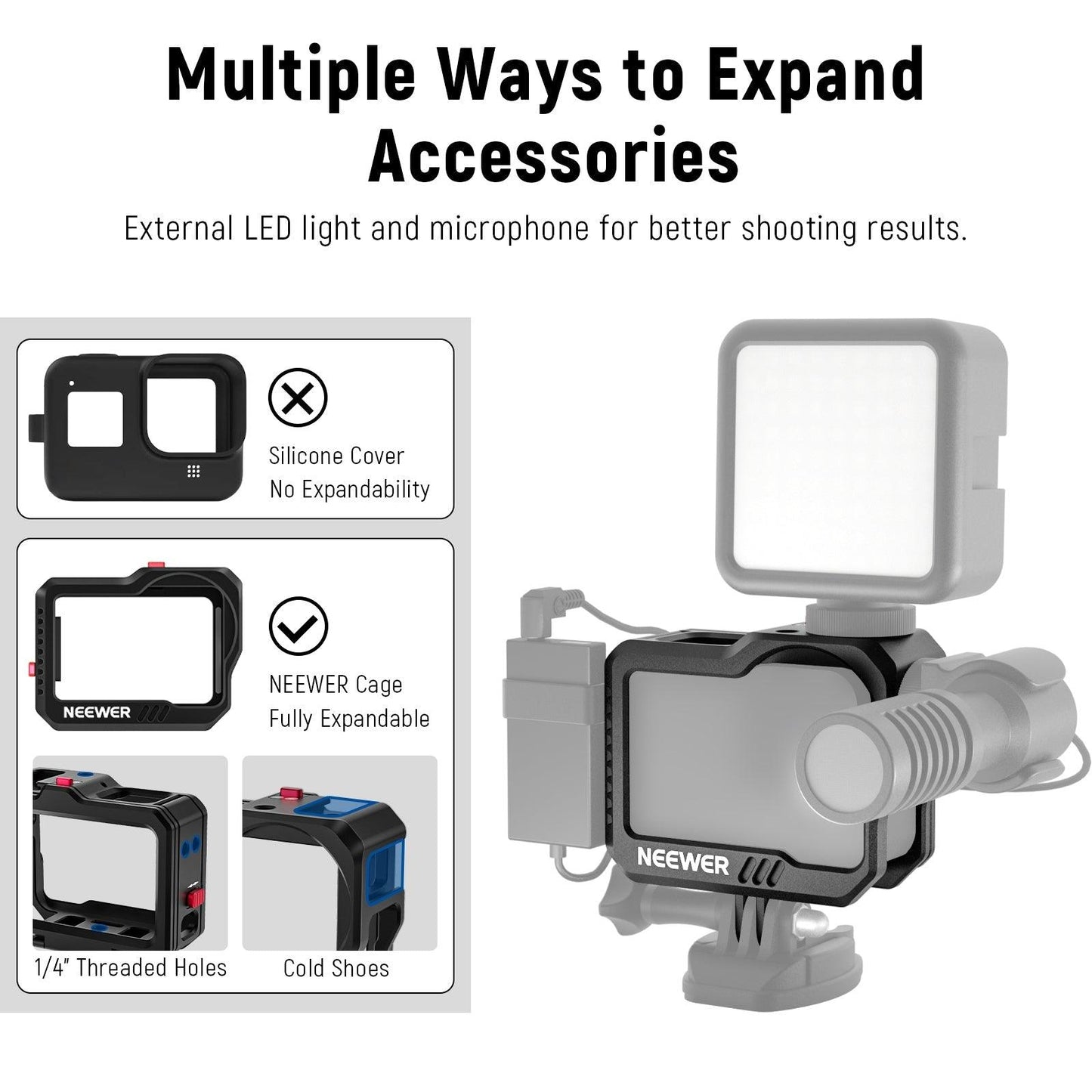 NEEWER ST46 Action Camera Cage Compatible with Gopro Hero9/10/11 NEEWER