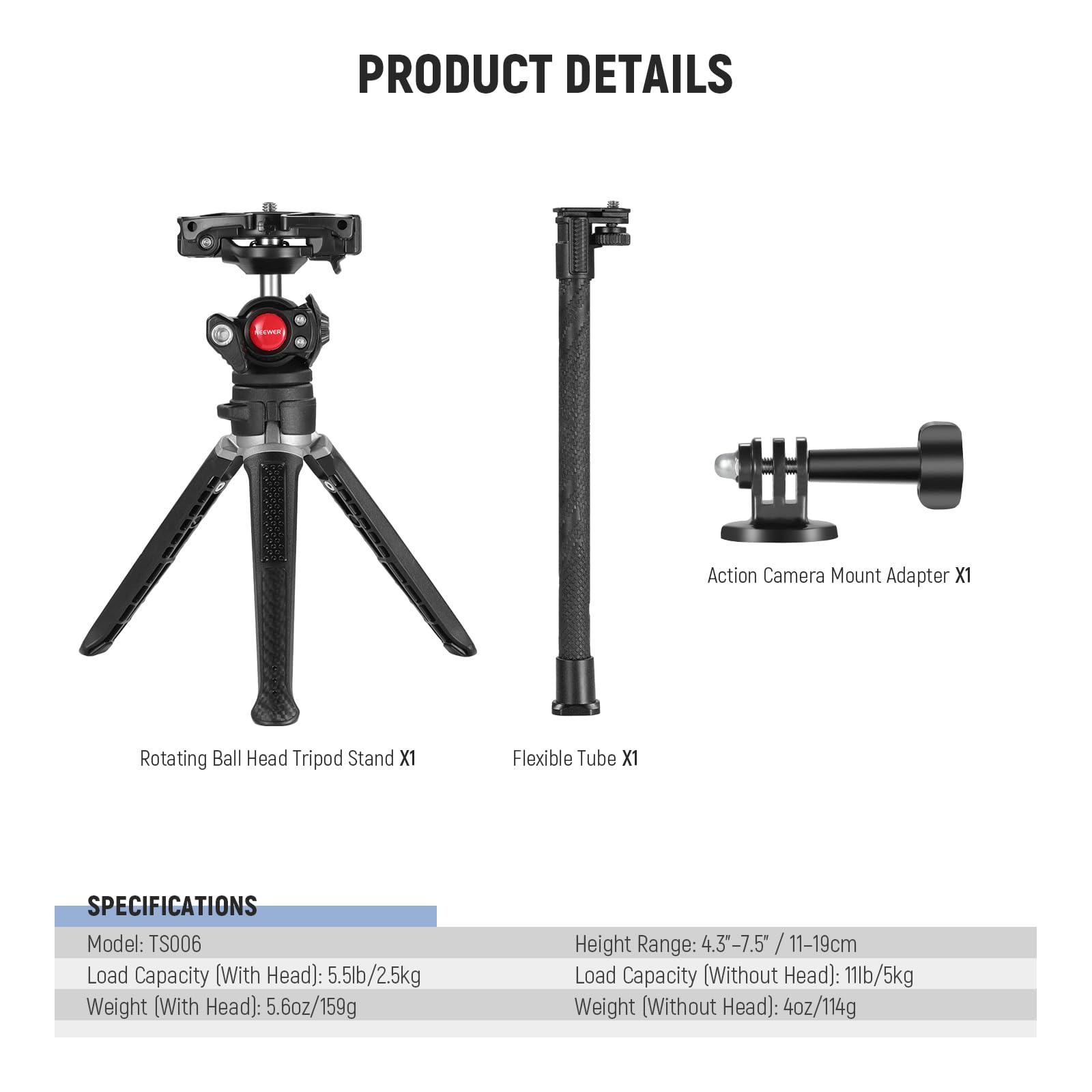 NEEWER TS006 Mini Camera Tripod Compatible with GoPro/iPhone NEEWER