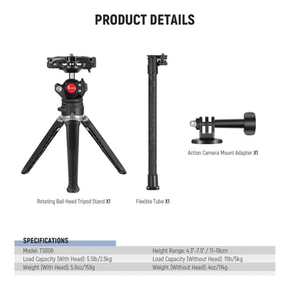 NEEWER TS006 Mini Camera Tripod Compatible with GoPro/iPhone NEEWER