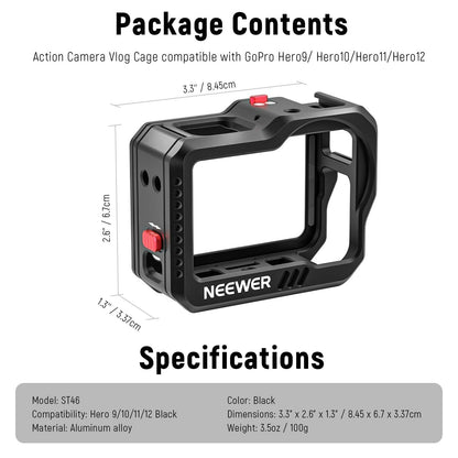 NEEWER ST46 Action Camera Cage Compatible with Gopro Hero9/10/11 NEEWER