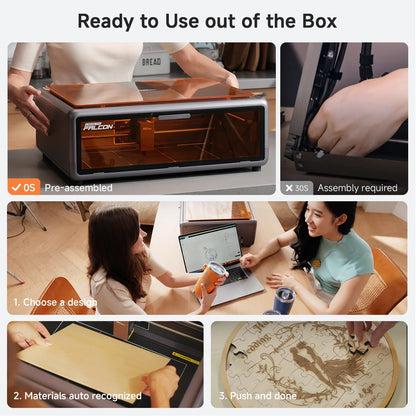 Creality Falcon A1 10W Laser Engraver, Enclosed Laser Cutter with Air Assist, HD Camera Positioning, Beginner-friendly, Class 1 Safety Laser Engravering Machine for Wood and Metal, Acrylic WREKD