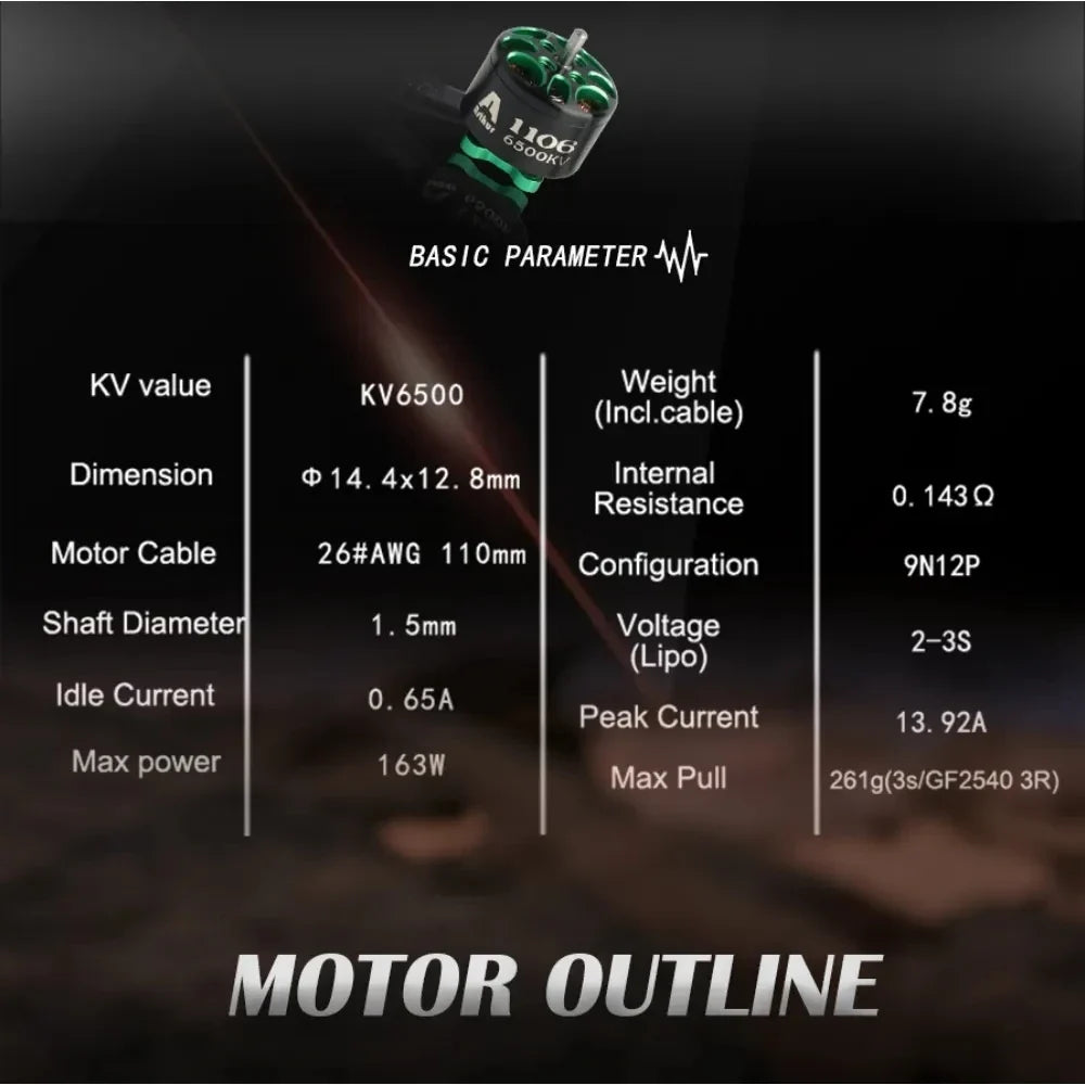 FLASHHOBBY A1106 4500KV6500KV Brushless DC Motor FPVSTORERC