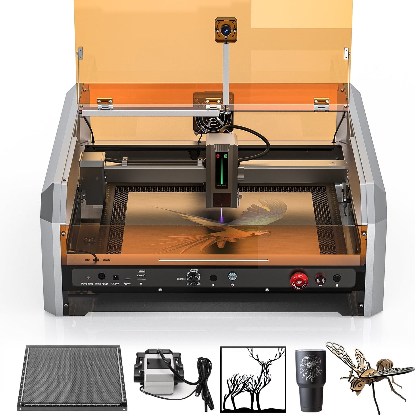 L8 Laser Engraver Machine, 20W/40W Power, 40000mm/min High Speed All-in-one, Air Assist, Lightburn Camera WREKD