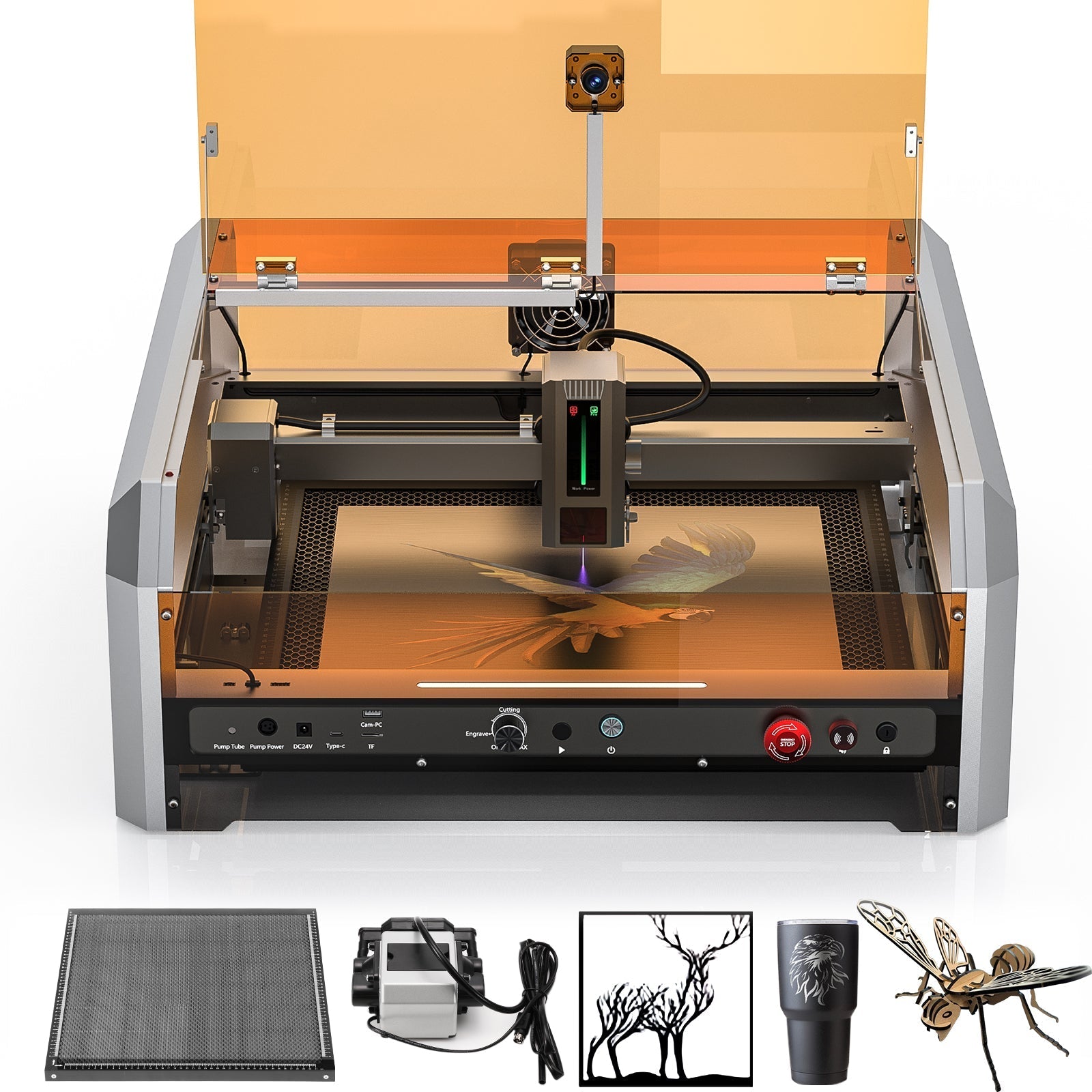 L8 Laser Engraver Machine, 20W/40W Power, 40000mm/min High Speed All-in-one, Air Assist, Lightburn Camera WREKD