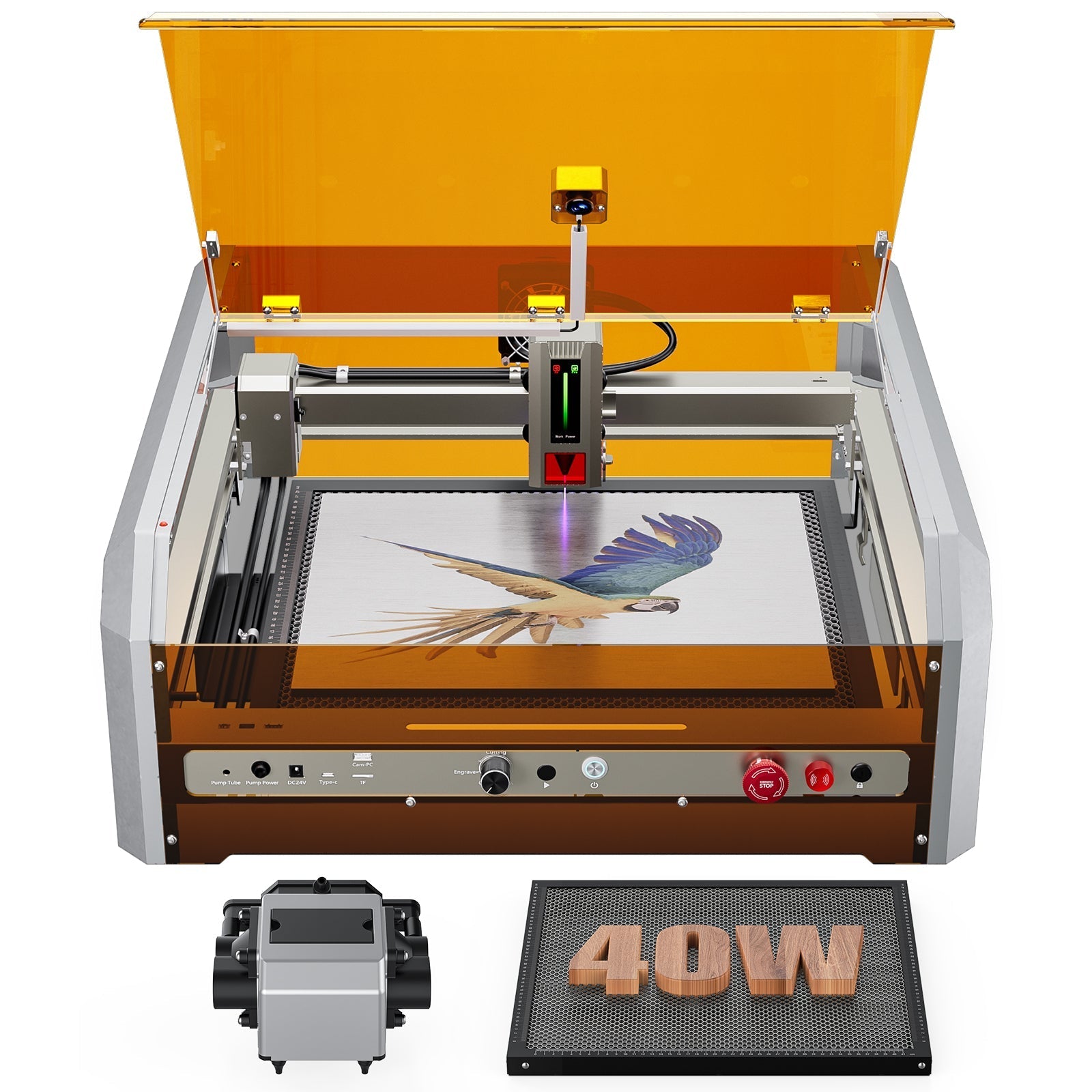 L8 Laser Engraver Machine, 20W/40W Power, 40000mm/min High Speed All-in-one, Air Assist, Lightburn Camera WREKD