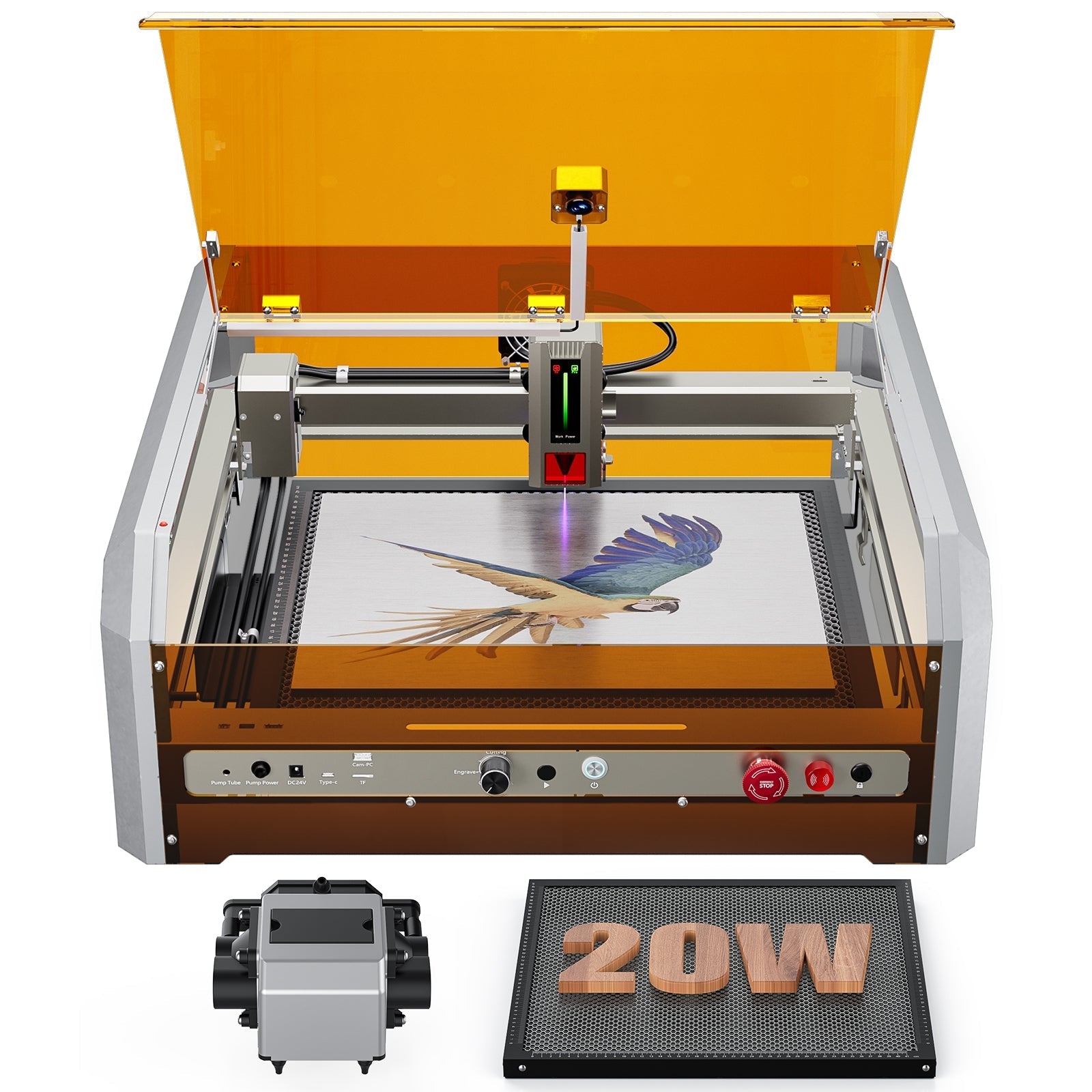L8 Laser Engraver Machine, 20W/40W Power, 40000mm/min High Speed All-in-one, Air Assist, Lightburn Camera WREKD