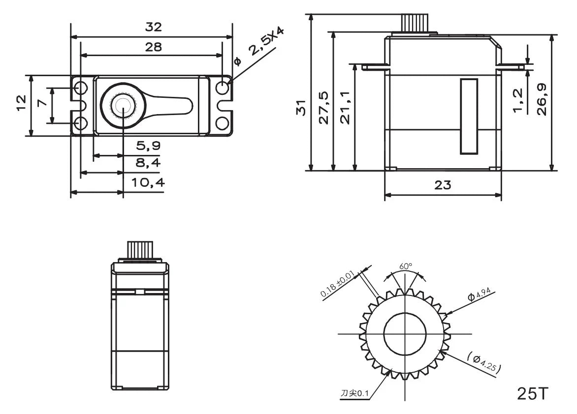 KST FZ320 HV Digital Servo – 5.5Kgf.cm 0.09sec