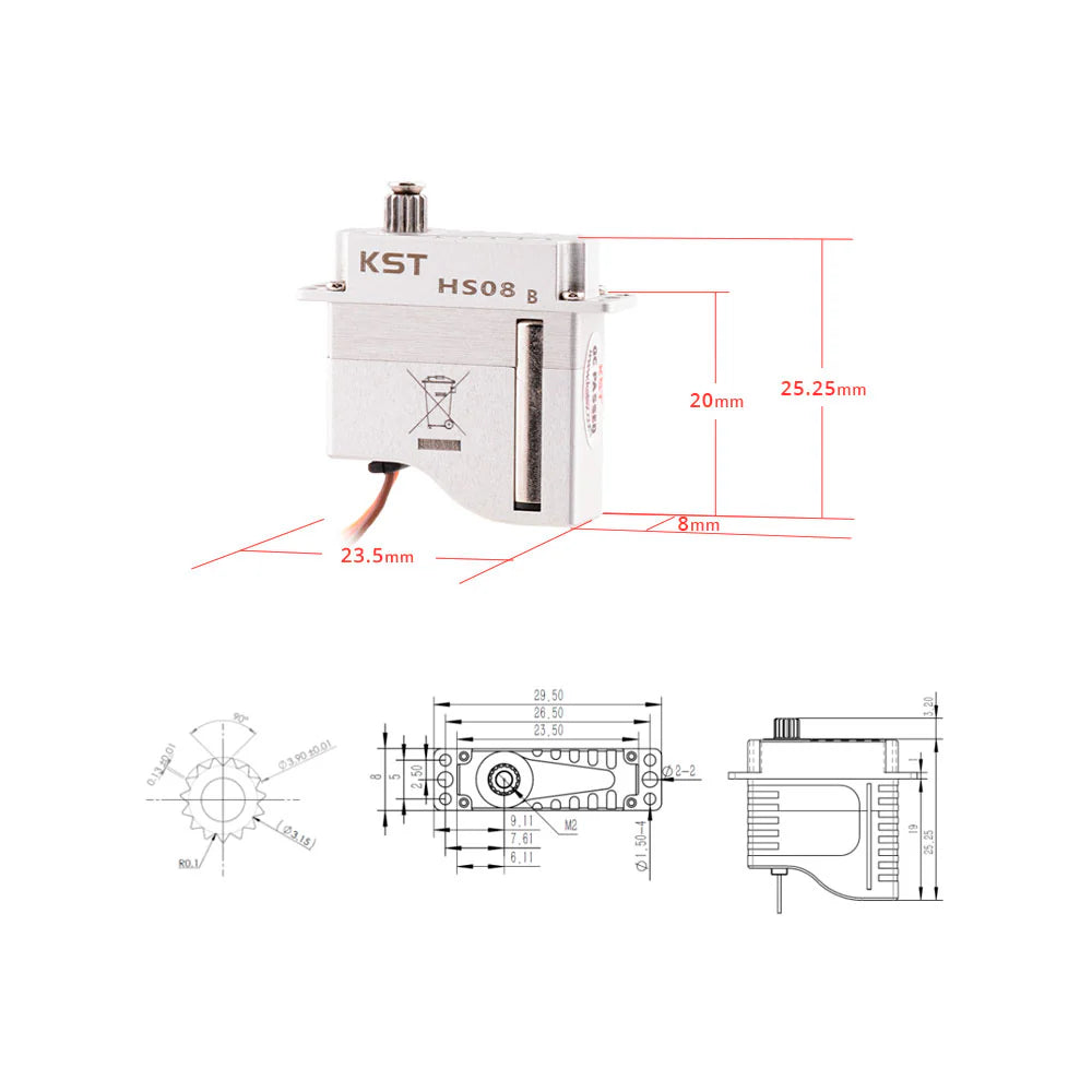 KST HS08B V6.0 HV Micro Servo – 6.0Kgf.cm 0.09sec
