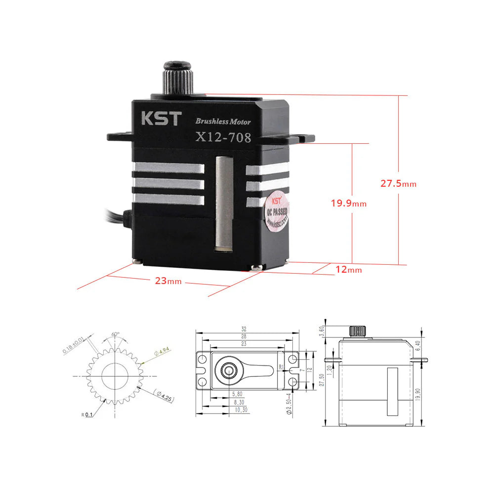 KST X12-708 Brushless Micro Servo – 9.3Kgf.cm 0.07sec