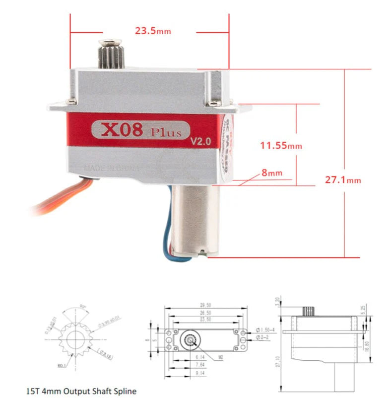 KST X08 Plus V2.0 Micro Servo 5.3Kgf.cm 0.09sec 9.0g 8mm