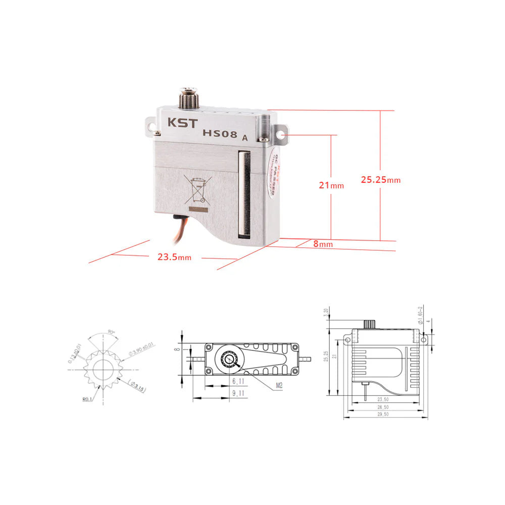 KST HS08A HV Digital Metal Gear Micro Servo – 6.0Kgf.cm 0.09sec