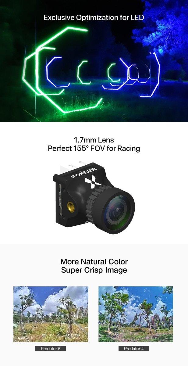 Foxeer Predator 5 Nano Racing Camera 4ms Latency w/ 1000TVL 1.7mm Lens - Choose Version / Color Foxeer
